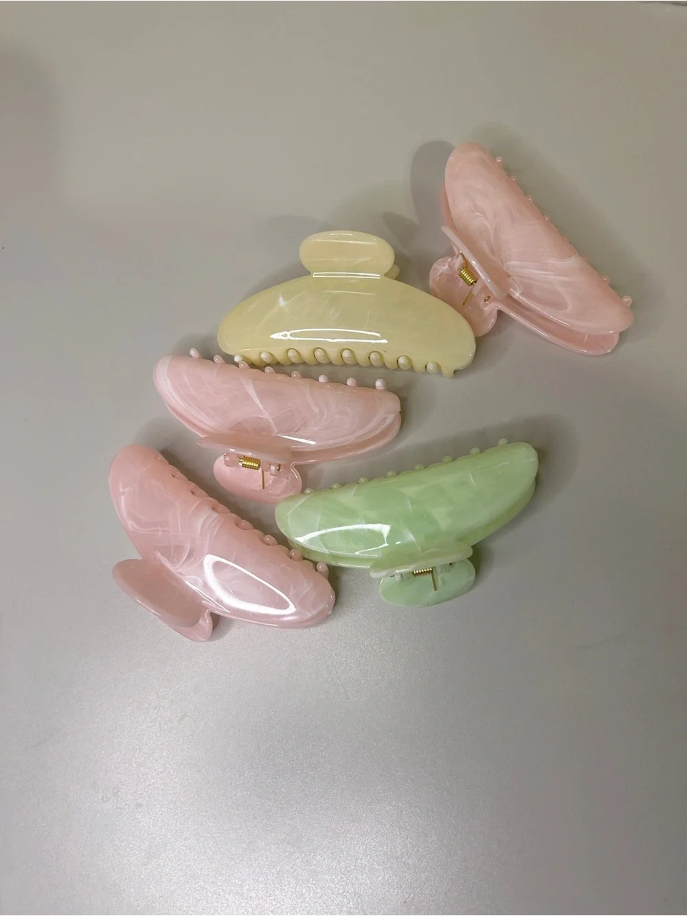Pastel Marble Jaw Clip Set - Pink, Yellow, Green Hair Claws